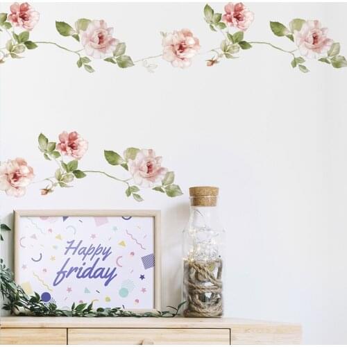 New style Flowers vine Wall Sticker bedroom home decoration living room Skirting Removable wallpaper Self-adhesive stickers