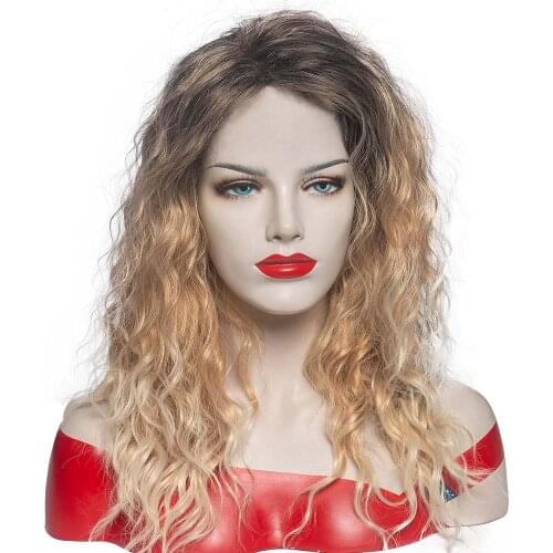 Amir Natural Wave Synthetic Wigs Blonde Brown Hair Medium Length Part Side Wigs Female Hair High Temperature Fiber