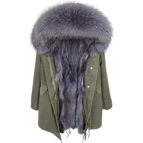 OFTBUY Winter Jacket Women Real Fur Coat Long Parka Outerwear Parkas Natural Raccoon Fur Collar Hood fox liner jacket Streetwear