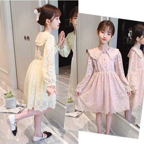 Girl dress 2021 spring cartoon casual full sleeves Leopard Print kids children girls princess dress pink yellow blue 2-13 years