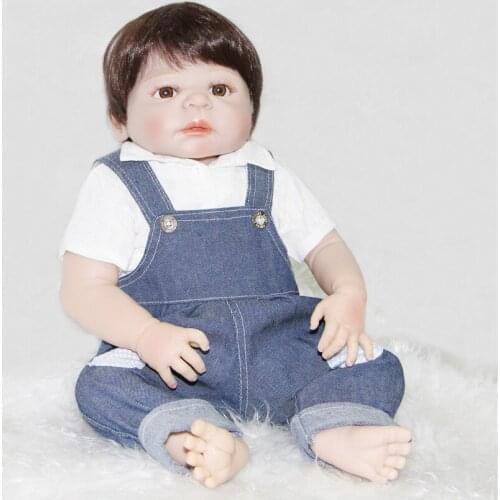 55cm Full Body Silicone Reborn Baby Doll Toys Play House Newborn Boy Baby Birthday Gift Christmas Present Bathe Toy
