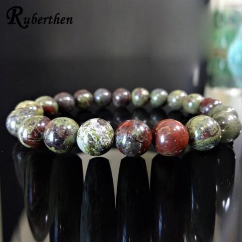 Ruberthen AAA Quality Genuine Dragon Blood Jaspers Bead Bracelet for Men Natural Gem Stone Energy Bracelet