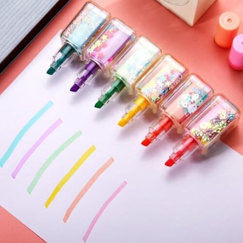 6PC Creative Cute Shape Fluorescent Highlighter Hand Account Drawing Pen Marcador Doodle Pen Child Gift Office&School Supplies