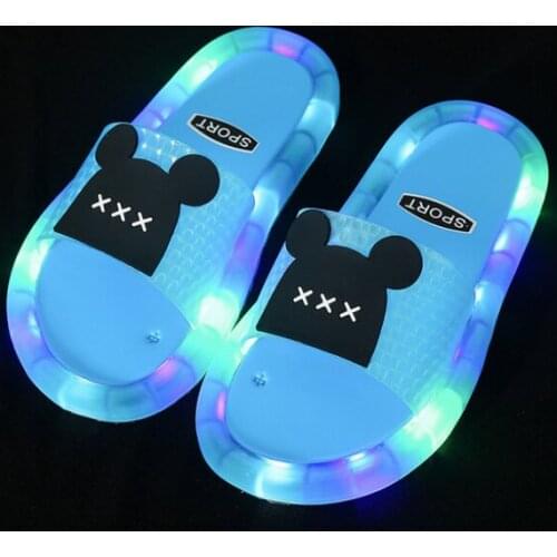 2021 Summer Girls Boys Luminous Slippers Children Soft PVC Toddler Kids Home Sandals Comfortable Yellow Beach Shoes