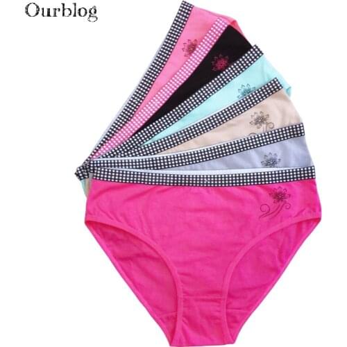 OURBLOG Brand 5 pcs Plus Size 3-4XL Womens Sexy G-strings Thongs Underwear Cotton Panties Ladies Knickers Lingerie for Women