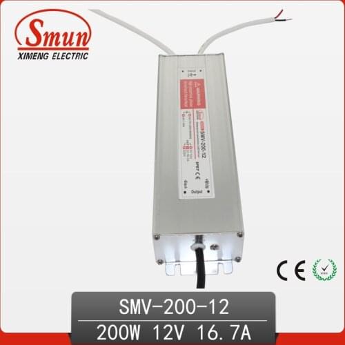 200W 12V 16.7A Outdoor Waterproof IP67 Switching Led Driver Led Power Supply With CE RoHS SMV-200-12
