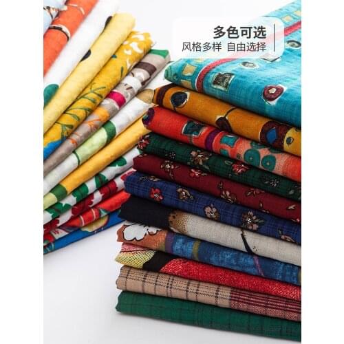 Thin Cotton Linen By The Meter Per Dark Printed Floral Fabric for Dress Shirt Pants Clothing Flower Stripe Brocade Sewing Summer