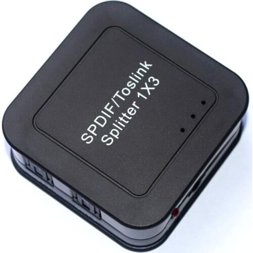 Mini TOSLINK SPDIF 1x3 Digital Fiber Optic Splitter 1 Input 3 Audio Output Splitter Adapter EU US Plug
