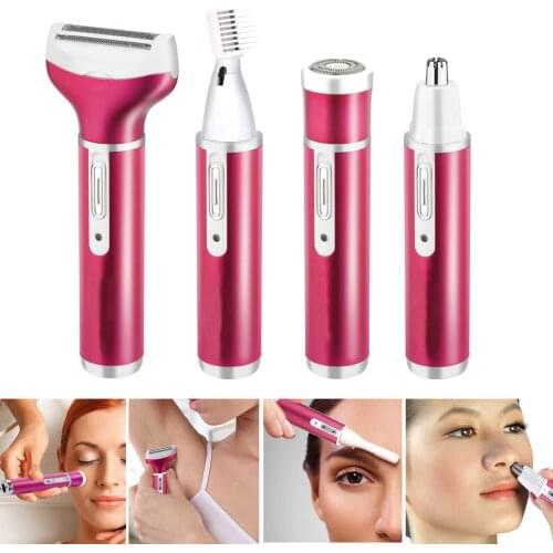 4 In 1 Rechargeable USB Epilator Hair Removal Set for Nose Beard Eyebrow Electric Trimmer Shaver Depilation Machine Set TSLM1