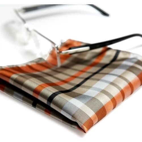 Checked Multicolor Khaki Beige Orange Blue White Black Gray Mens Pocket Square Silk Jacquard Woven Handkerchieves Wholesale