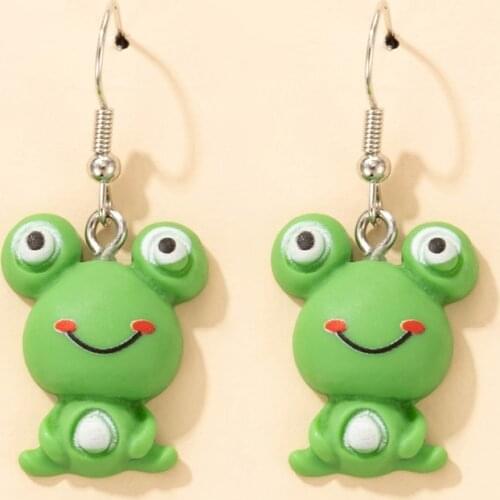 Docona Cute Frog Resin Drop Earrings for Women Charming Animal Geometry Alloy Dangel Earring Female Jewelry Accessory серьги