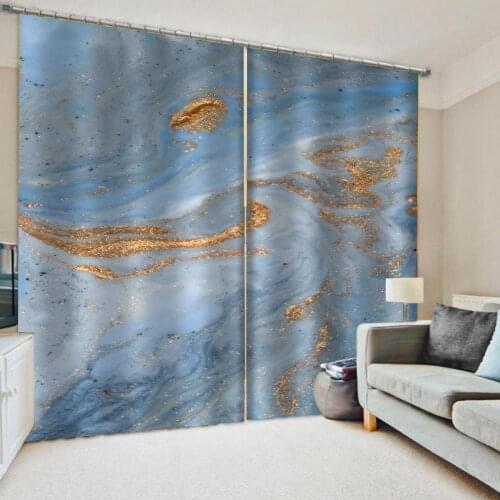 Custom blue marble curtains 3D Window Curtain For Living Room office Bedroom Decoration curtains
