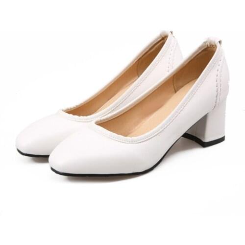 Big Size Simple shoes with square head ladies high heels women shoes woman pumps