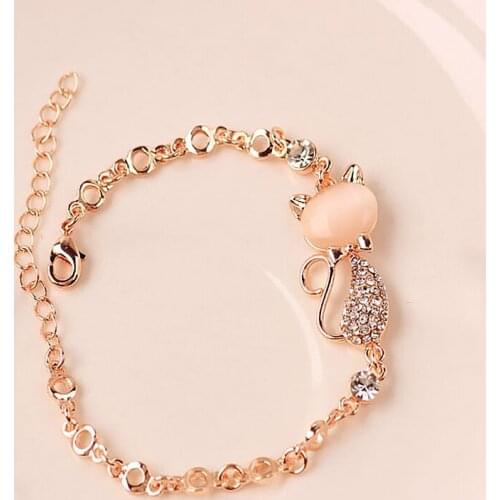 Ice River Women Metal Bracelet Female Shiny Cubic Zirconia Beads DIY Cat Charms Connector Bracelets Trendy Jewelry