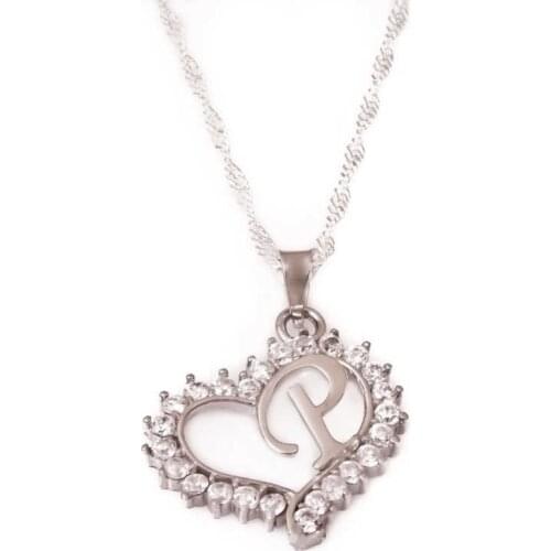 Tevuli 925 Sterling Silver P Letter Heart Women Necklace