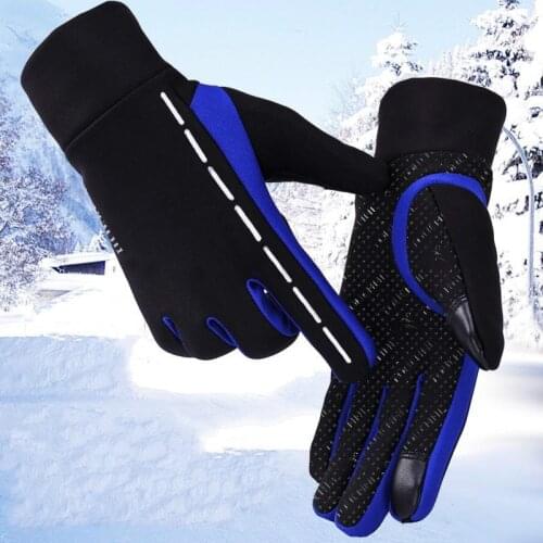 Winter Outdoor Riding Gloves for Men and Women Wind and Cold Plus Velvet Touch Screen Warm Sports Reflective Gloves