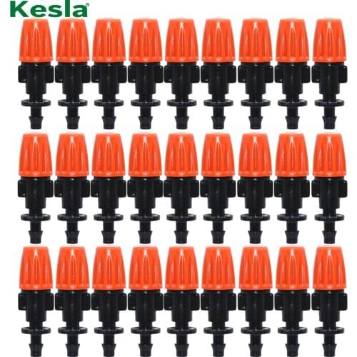 KESLA 20PCS Adjustable Misting Nozzle Threaded Barb Tee Garden Watering Irrigation Sprinkler for 4/7mm 1/4'' PE PVC Tubing Hose