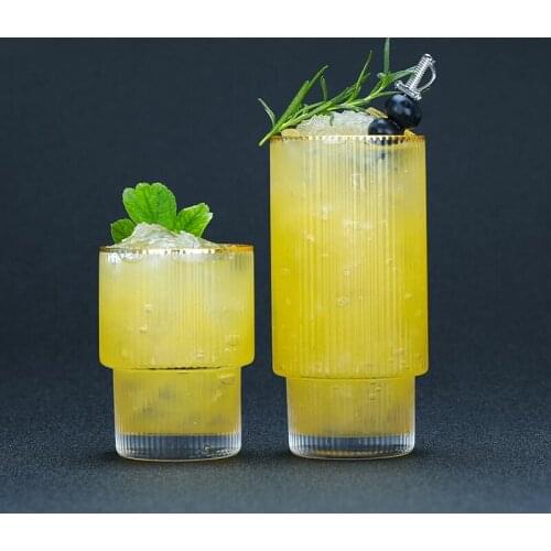 200ML 400ML Ins Style with Gold Fringe Wine Glass Cocktail Glass Ice Coffee Cup Bar Restaurant Home Beer Glass Drinking Utensils