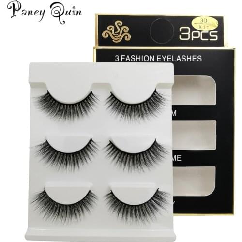 3 pairs natural false eyelashes fake lashes long makeup 3d mink lashes extension eyelash mink eyelashes for beauty Wholesale
