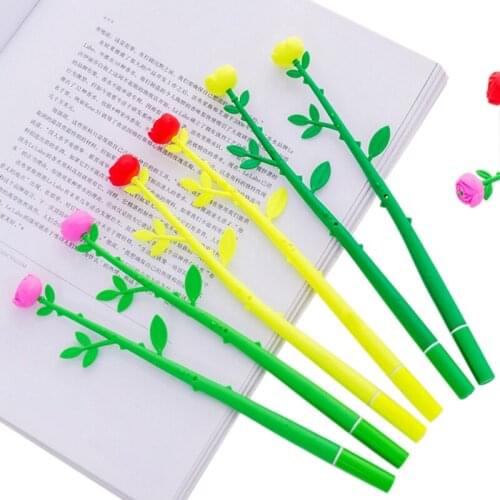 30pcs/lot Beautiful Simulation Flower Soft Silicone Gel Pen 0.38mm For Kids Gift School & Office Supplies Wholesale
