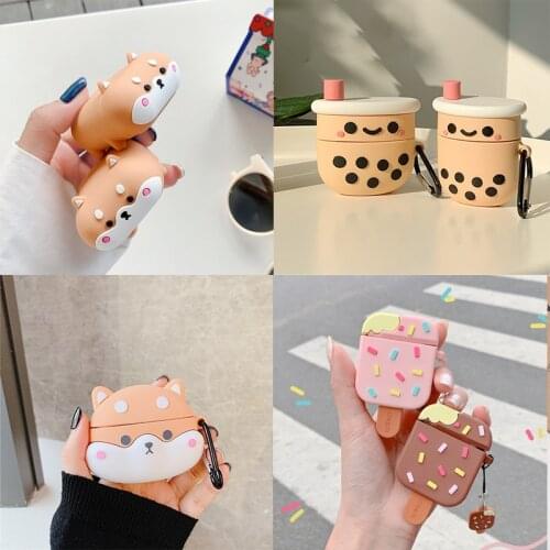 Corgi Dog Milk Tea 3D Ice Cream Earphone Case For Airpods 2 1 Case Pro3 Cute Bluetooth Wireless Protective Cover For Airpods 2