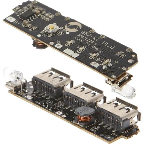 5V 2.1A 3 USB Power Bank Battery Charger Module Circuit Board Step Up Boost DIY C5AE