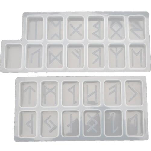 Rune Stones Wicca Crystals Mold with Engraved Elder Futhark Alphabet Viking Rune Hand Resin Casting Mold Kit Witchcraft