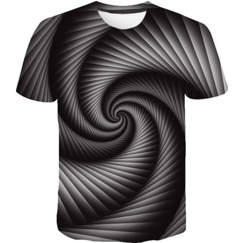 Summer Men T-Shirt Whirlpool Dizziness 3D Print Short Sleeve Funny Graphic T Shirts Casual Round Neck Shirt Streetwear Cool Tops