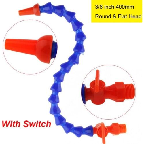 TORO 3/8 Inch 400mm Round / Flat Nozzle Plastic Flexible Water Oil Cooling Tube with Switch for CNC Machine / Milling / Lathe