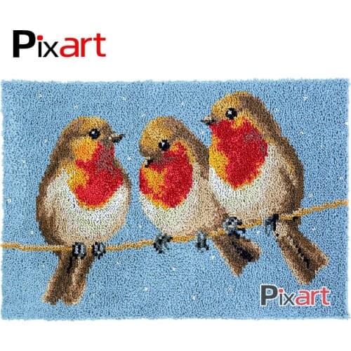 Latch Hook Rug Robin Birds Crocheting Wall Tapestry Kits DIY Carpet Rug Chunky Yarn Needlework Knitted Floor Mat Hobby & Crafts