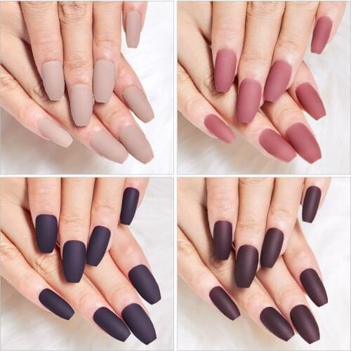 24Pcs/Pack Professional False Nails Acrylic Full Nail Tips Set Full Cover Nails Designs Tools Fake Nail Art Accessories