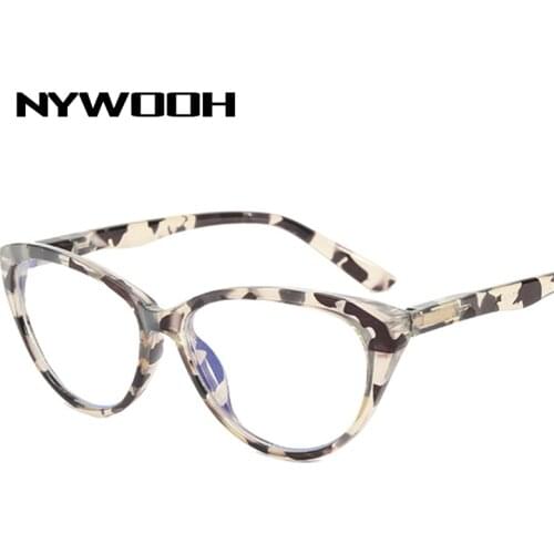 NYWOOH Anti Blue Light Glasses Women Computer Eyewear Cat Eye Eyeglasses Frames Leopard Optical Lens Spectacles for Ladies