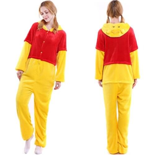 Dropship Adult High Quality Winnie Bear Kigurumi Onesies Sleepwear Animal Anime Cartoon Pajamas Cosplay Costumes
