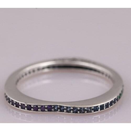 S925 Multi-Colored Arc Of Love With Crystal Ring For Women Wedding Party Gift fit Lady Fine Jewelry