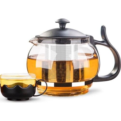 Heat Resistant Glass Tea Pot with Stainless Steel Filter Transparent Kung Fu Kettle Household Teapot Office Tea Set Tea Maker