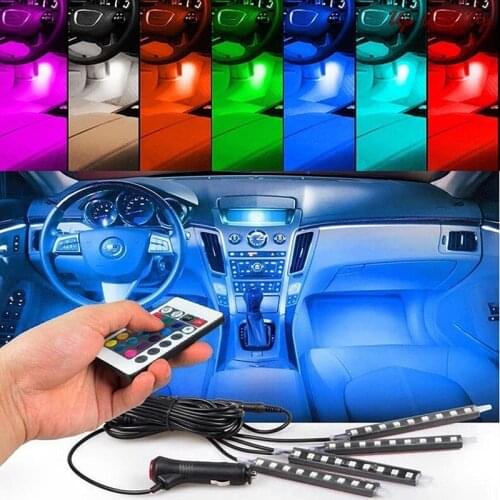 Universal 12V LED Car Charge Colorful Interior Floor Decorative Atmosphere Lamp Light Set Car Accessories