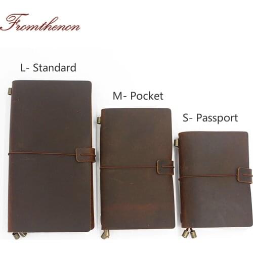 Vintage Travelers Notebook Handmade Journal Genuine Leather Cowhide Diary Spiral Loose Leaf Now BUY 1 Book Get Accessories