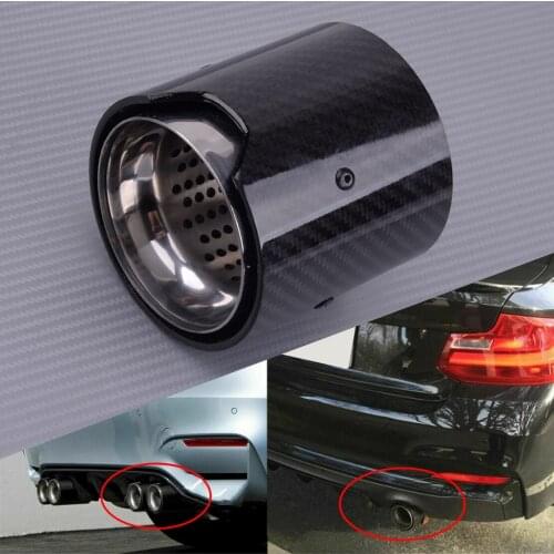 100% new 60mm Glossy Carbon Fiber Stainless Steel Car Exhaust Pipe Tail Tips Fit for BMW M Performance