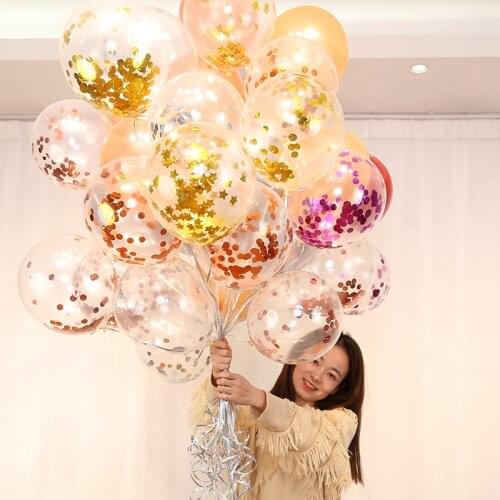10 Pieces Transparent Latex Balloons Gold Confetti Birthday Wedding Decoration Transparent Helium Baby Shower Balloons