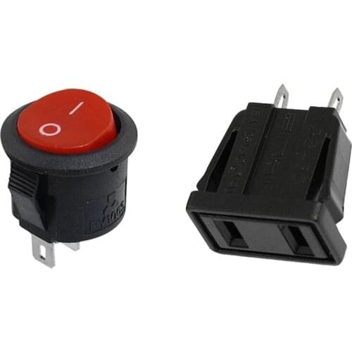10 Pcs SPDT Black Red Button On/on Round Rocker Switch AC 6A/125V 3A/250V & 10 x US Type Panel Mounting AC Power Socket