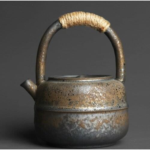 460 ml Japanese nostalgic coarse pottery oven to handle ceramic teapot manual effort wide mouth hot kettle tea set