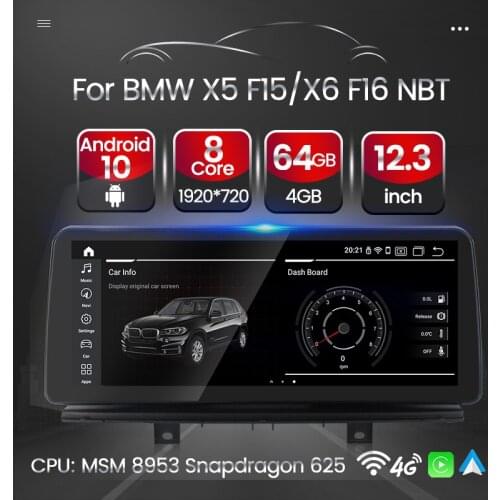 4GLTE 12.3inch Car Multimedia Radio Player Android 10 For BMW X5 F15 X6 2014 2015 2016 2017 GPS Navigation Built-in Carplay DSP