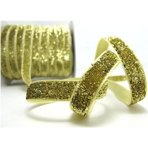 5 Yards 3/8 Inch Gold Glittery Sparkle Trim|Glittery Velvet|Ribbon for Wedding|Decorative Embellishment|Hair Accessories