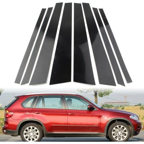 8pcs/Set Car Door Window Trim Pillar Posts Black Cover Panel Decoration For BMW X5 E70 2007 2008 2009 2010 2011 2012 2013