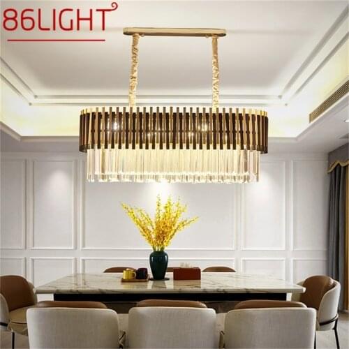 86LIGHT Postmodern Black Oval Chandelier Fixtures Crystal Pendant Lamp Luxury Light Home LED for Living Dining Room