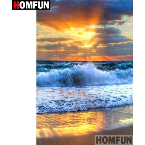HOMFUN Full Square/Round Drill 5D DIY Diamond Painting "Ocean sunset" Embroidery Cross Stitch 5D Home Decor Gift A09254