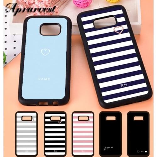 Aprarvest PERSONALISED Name HEART STRIPES Phone Case Cover For Samsung S5 S6 S7 edge S8 S9 Plus S10 lite S10E Note 5 8 9 10 Plus