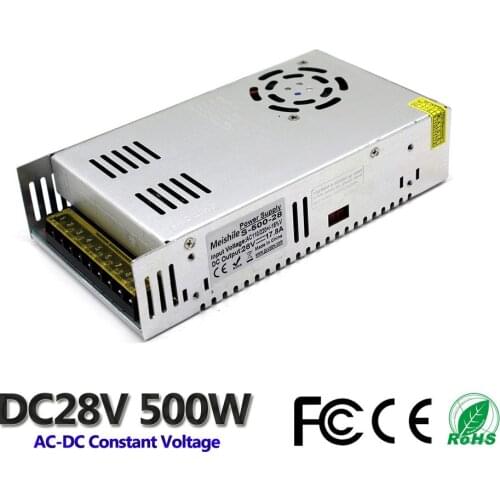 DC 28V 17.8A 500W LED Light Belt Driver Switching Power Supply 110V 220V AC Constant Voltage Transformer Monitoring CCTV CNC