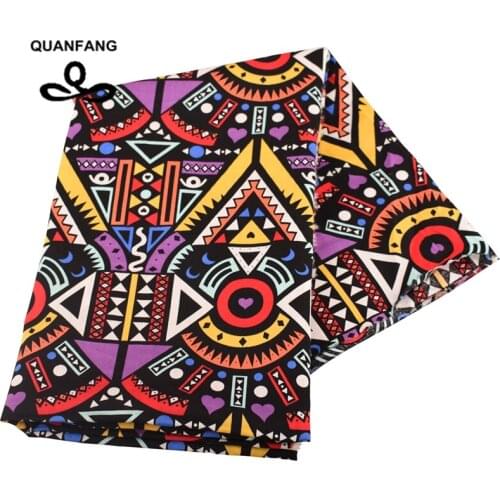 QUANFANG Printed Cotton Summer Apparel Fabric Imitation Silk Skirt Dress Shirt Material Half Meter