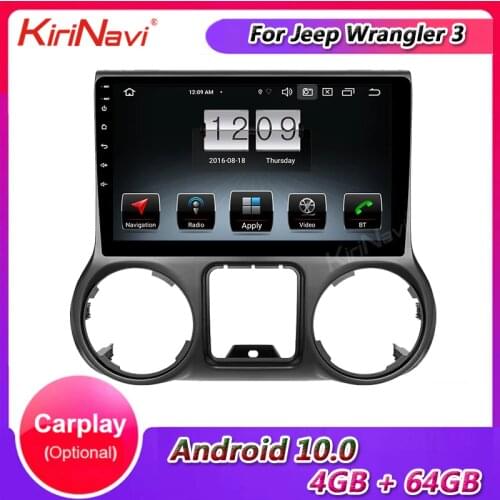 KiriNavi Android 10.0 Car Radio Automotivo Head Unit For Jeep Wrangler 3 JK Car Multimedia Player Auto GPS Navigation 2010-2018